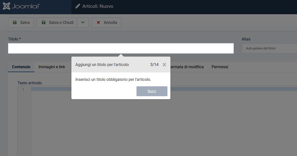 aggiunta titolo articolo tour guidati joomla 4