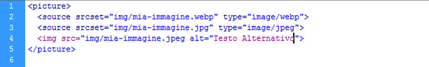 codice picture integrazione webp