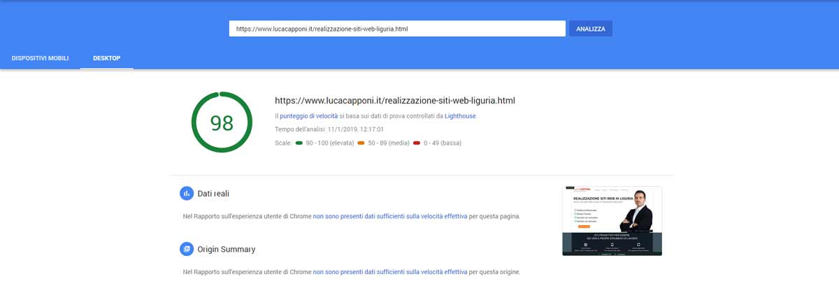 page speed insight luca capponi