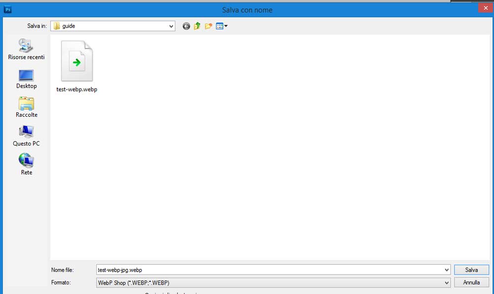 Photosho Cs5, salva con nome in WebP salvataggio webp photoshop cs5