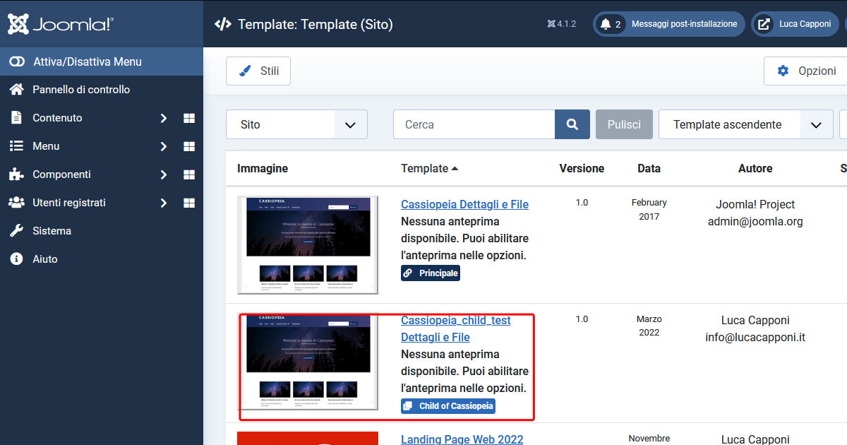 Child template Joomla! 4 creat