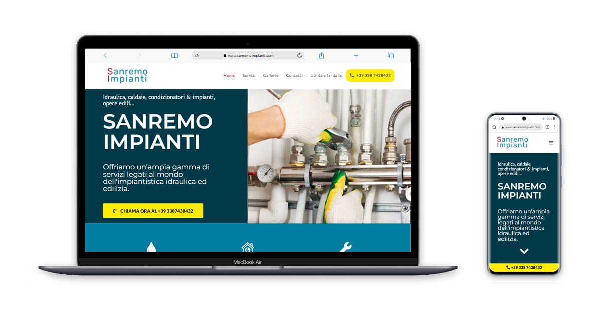Realizzazione sito web per la ditta Sanremo Impianti