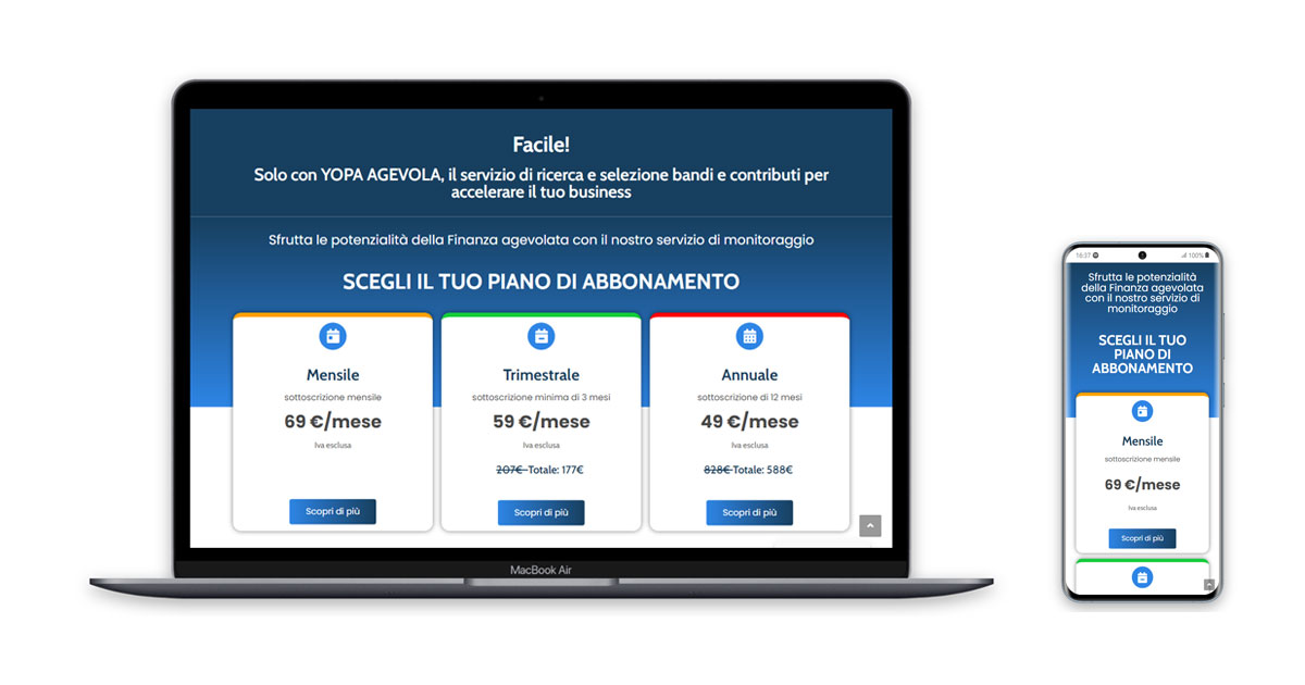 Realizzazione sito web Yopa Agevola